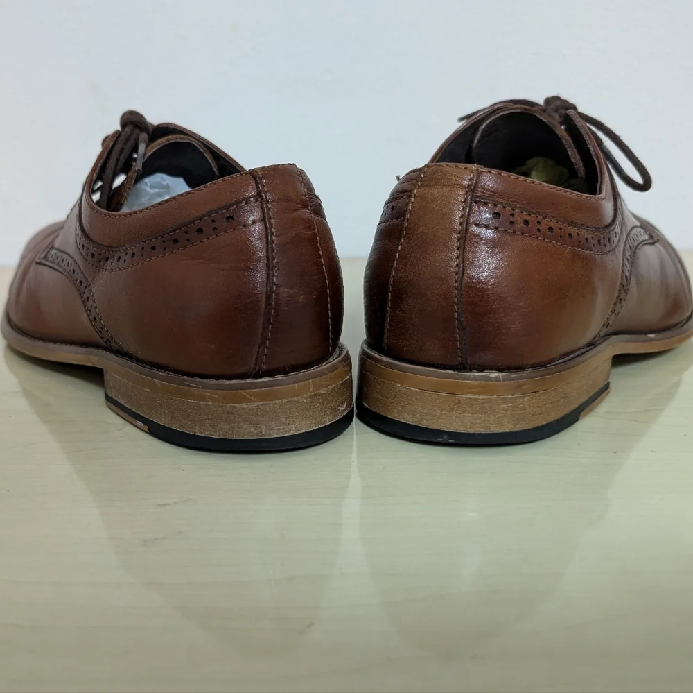 Stacy Adams Dickinson 8M Cognac leather cap toe Oxford style lace up loafers - Picture 11 of 11